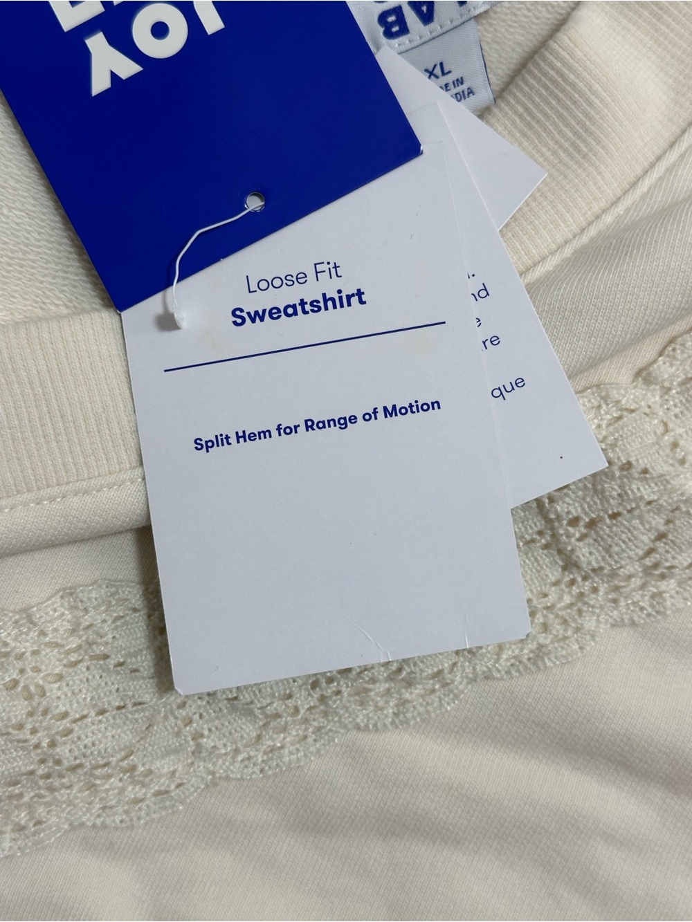 JoyLab Cream V-Neck Lace-Trim Pullover Sweater - Picture 6 of 6